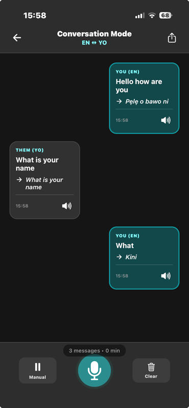Griot Conversation screen